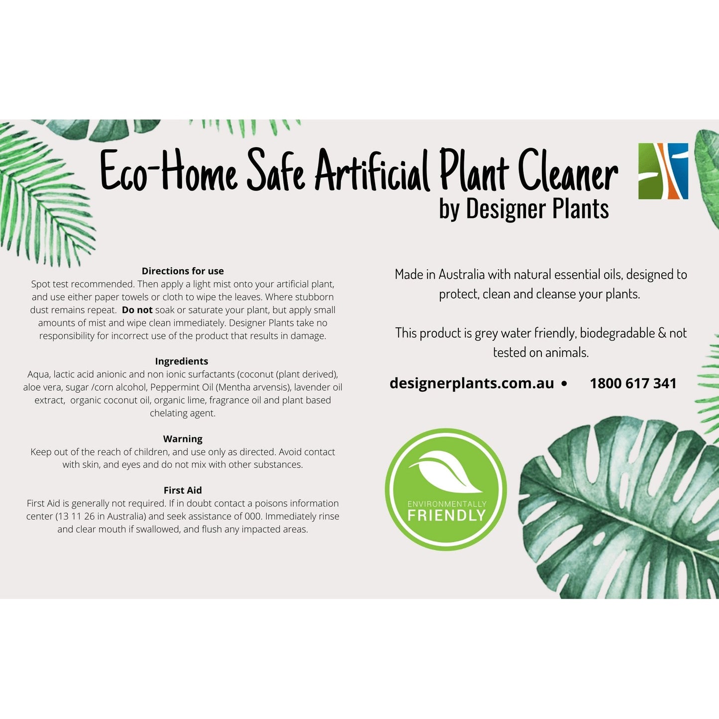 Eco Friendly Artificial Plant Cleaner / Fake Plant Cleanser